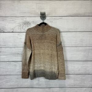 Westbound Women's Tan Gray Mock Neck Wool Blend Sweater Size Medium Petite